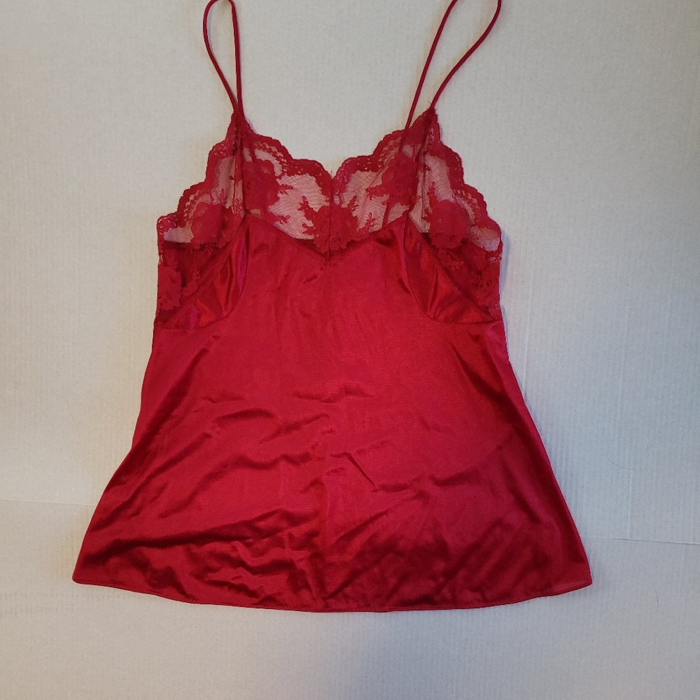 VTG Red Lace Cami  Feminine Y2K Babydoll Spaghetti Strap